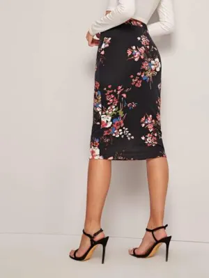 Floral Print Pencil Skirt