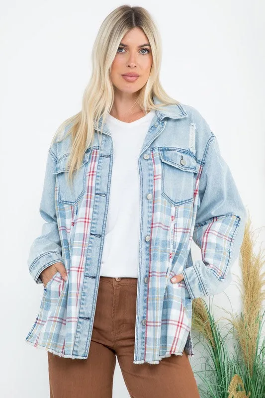 Garment Washed Oversized Denim Shacket - Light Denim or Dark Denim