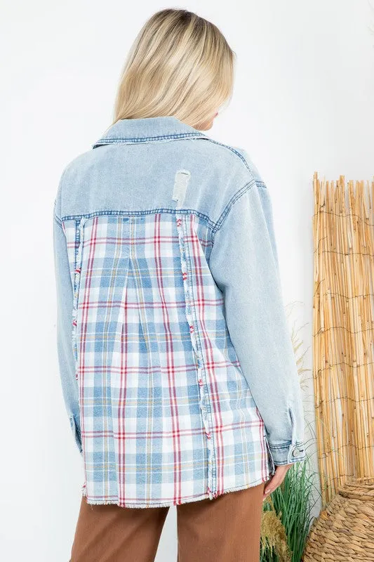 Garment Washed Oversized Denim Shacket - Light Denim or Dark Denim