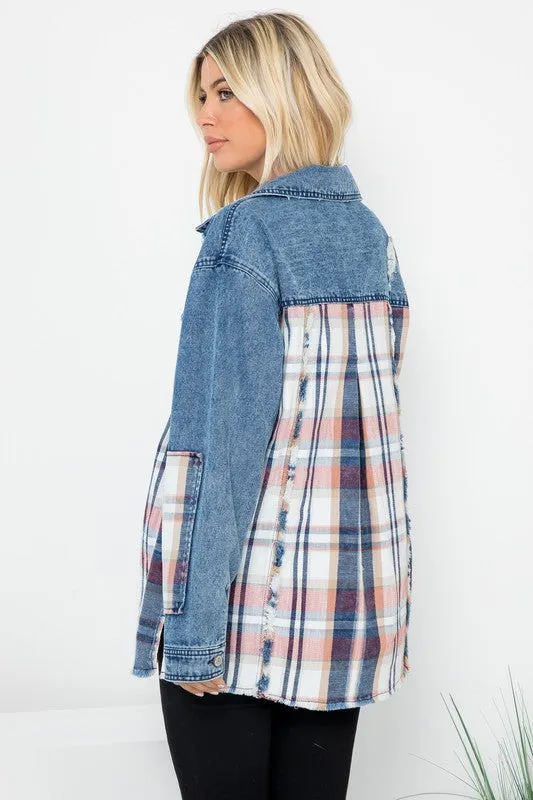 Garment Washed Oversized Denim Shacket - Light Denim or Dark Denim