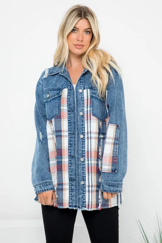 Garment Washed Oversized Denim Shacket - Light Denim or Dark Denim