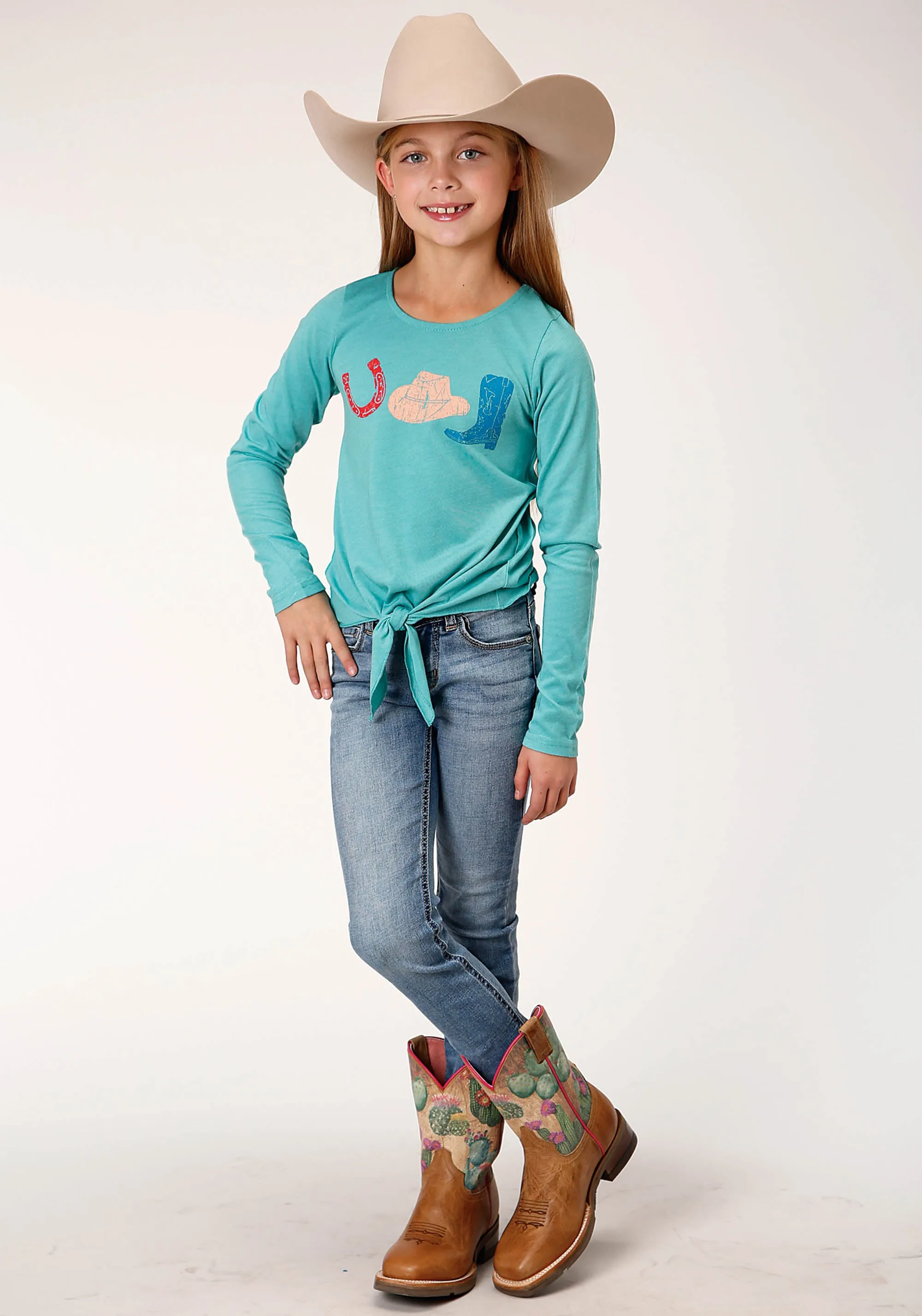 GIRLS LONG SLEEVE KNIT POLY RAYON LONG SLEEVE  SCOOP NECK T T-SHIRT