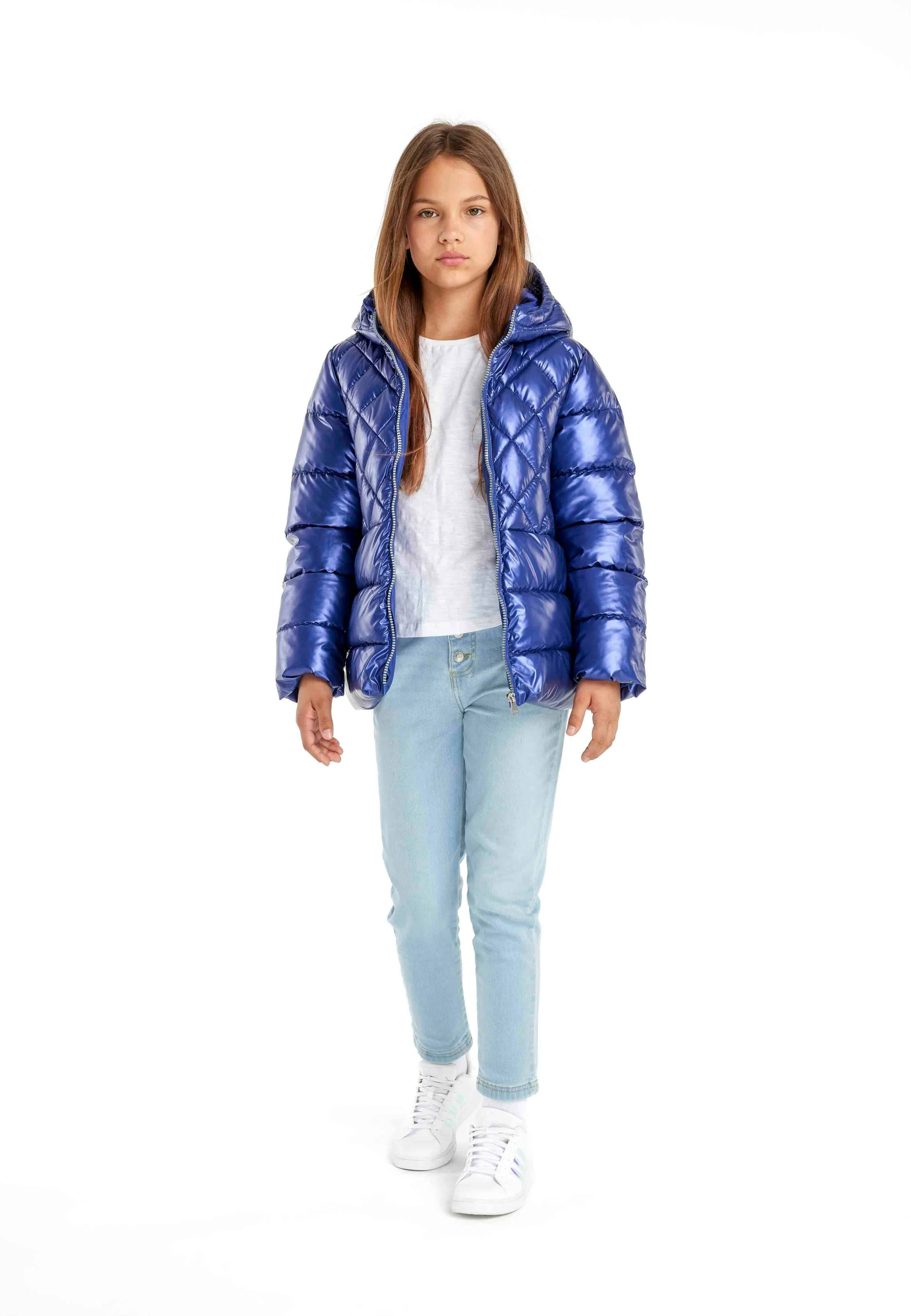 Girls Metallic Puffer Coat Navy Blue *In store now*