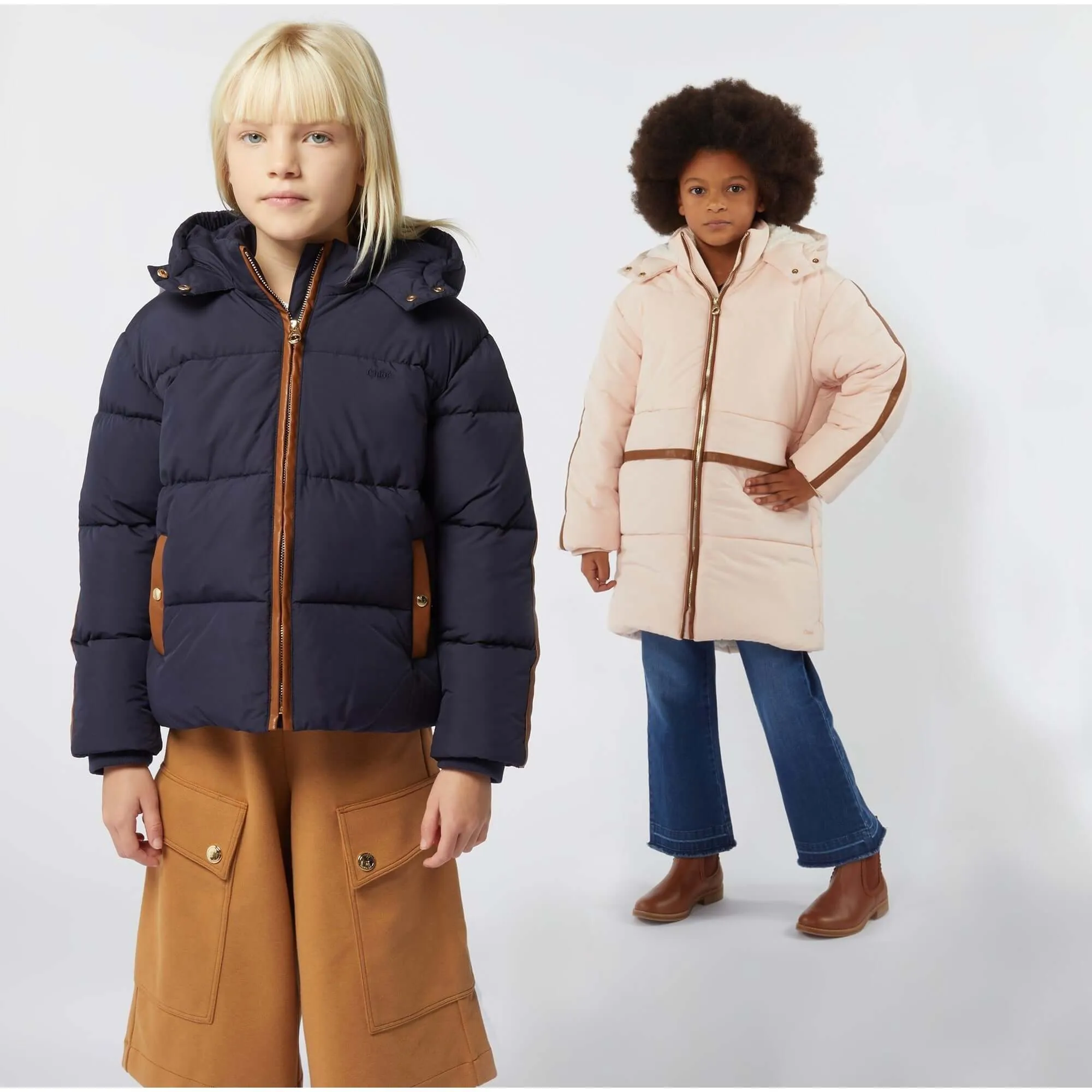 Girls Navy Quilted Puffer Coat