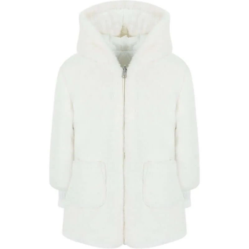 Girls White Reversible Coat