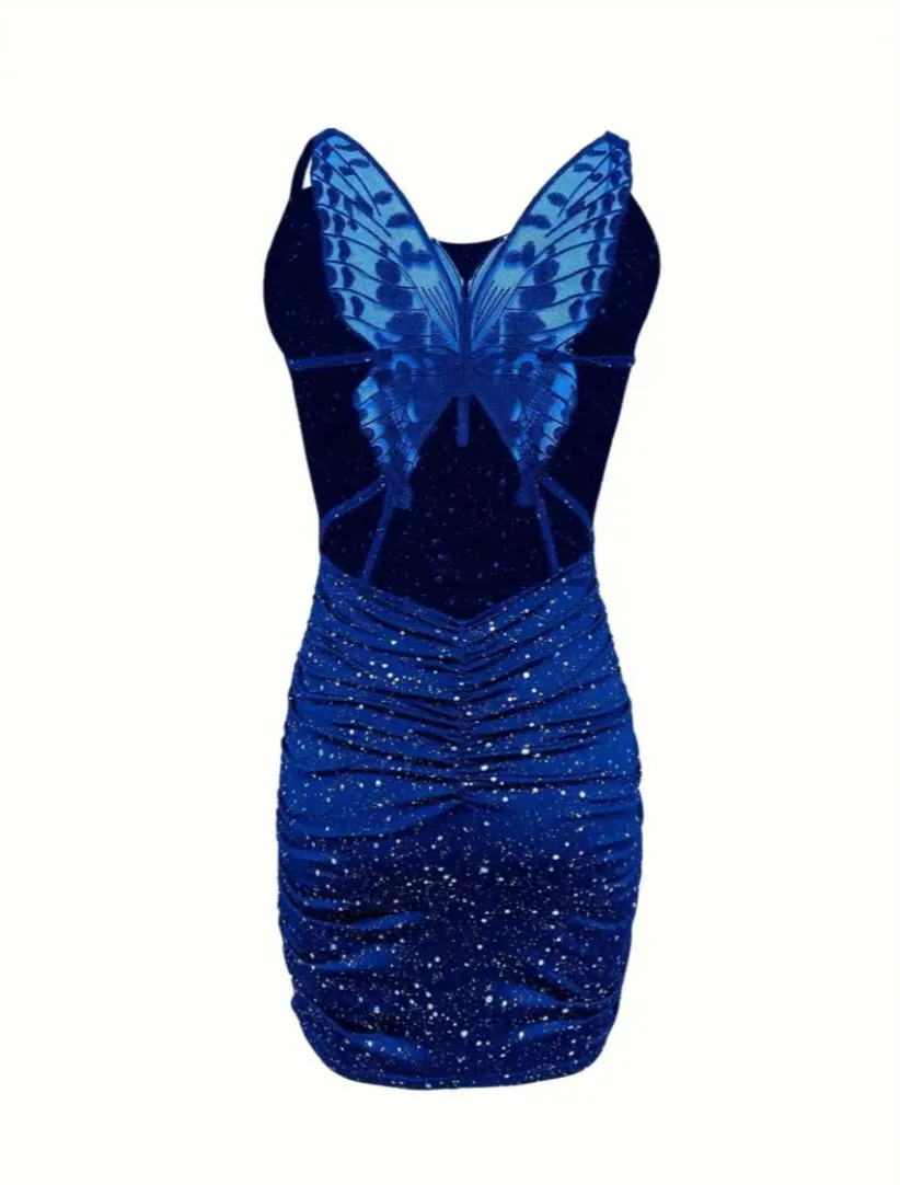 Glitter butterfly bodycon dress