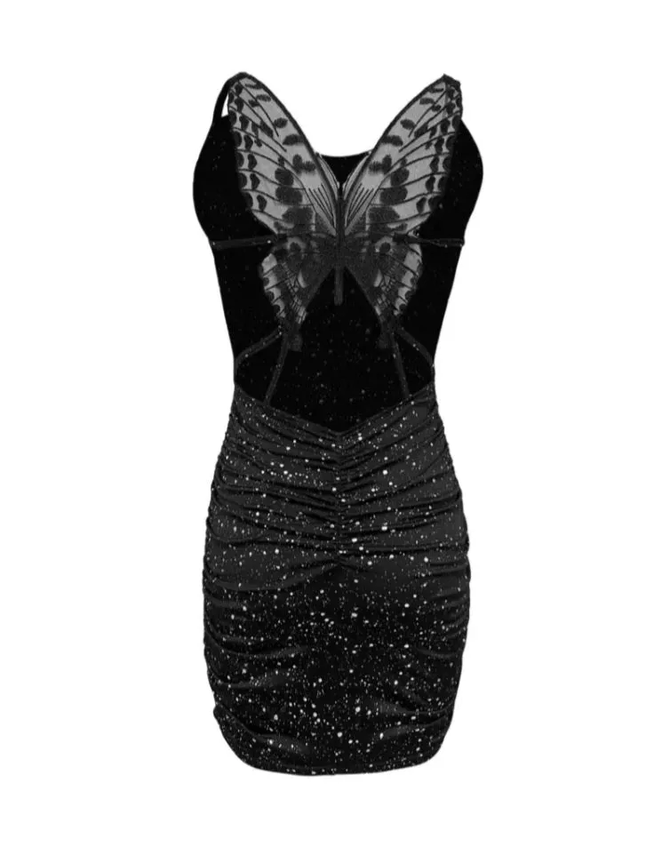 Glitter butterfly bodycon dress