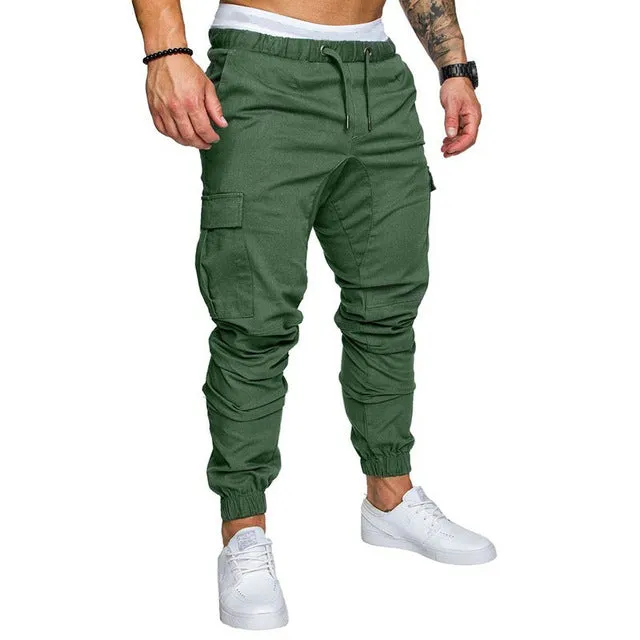 Hip Hop Style Solid Male Harem Pants With Multi-Pocket