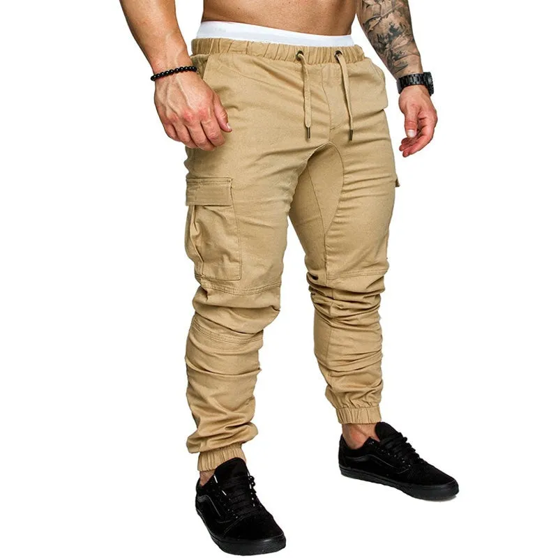 Hip Hop Style Solid Male Harem Pants With Multi-Pocket