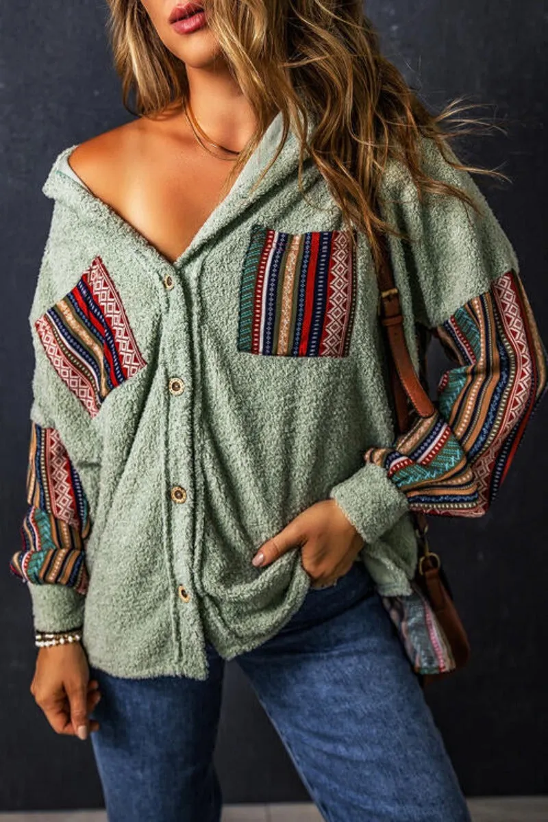 Hit the Trail Serape Button Up Hooded Shacket