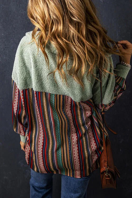 Hit the Trail Serape Button Up Hooded Shacket