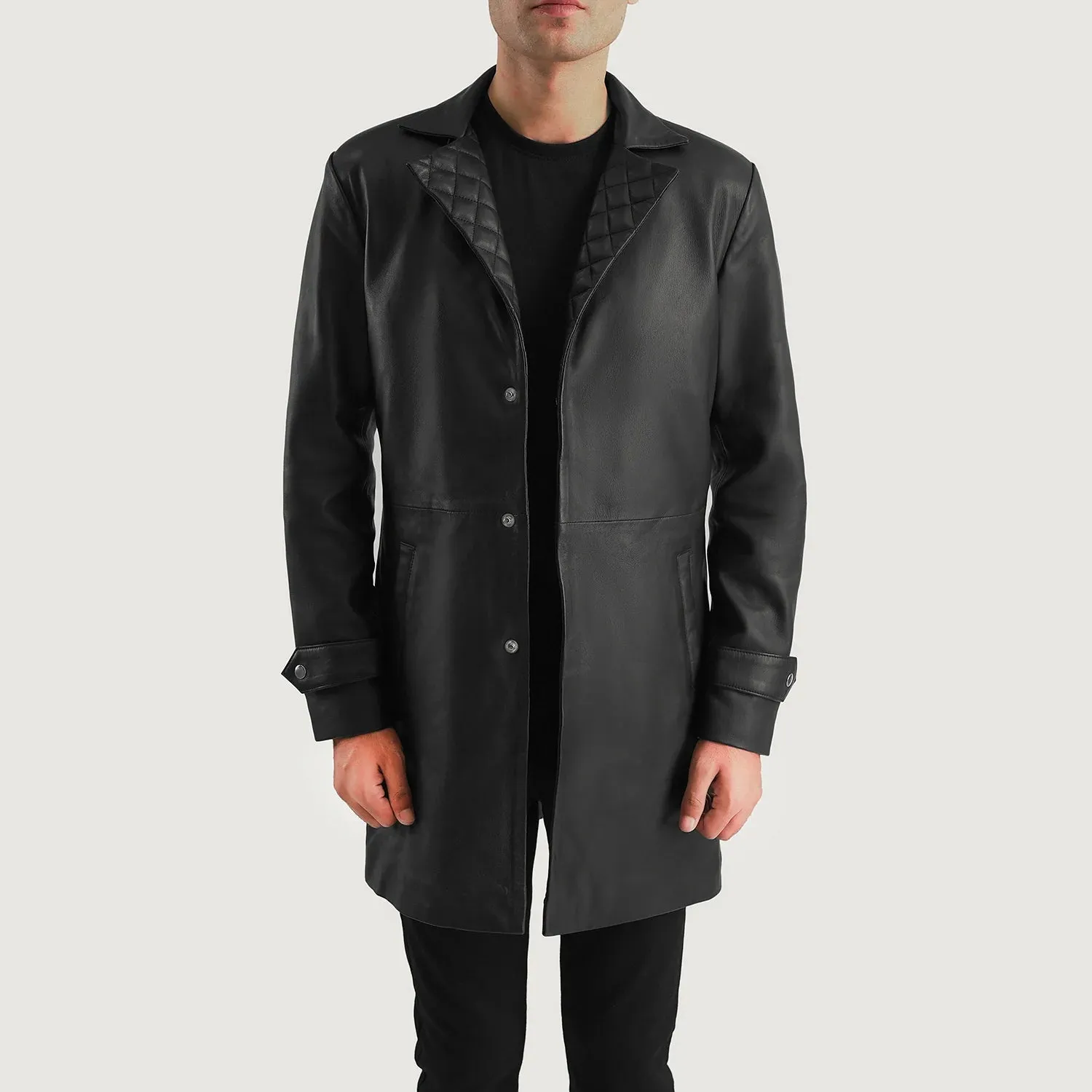 Infinity Black Leather Coat