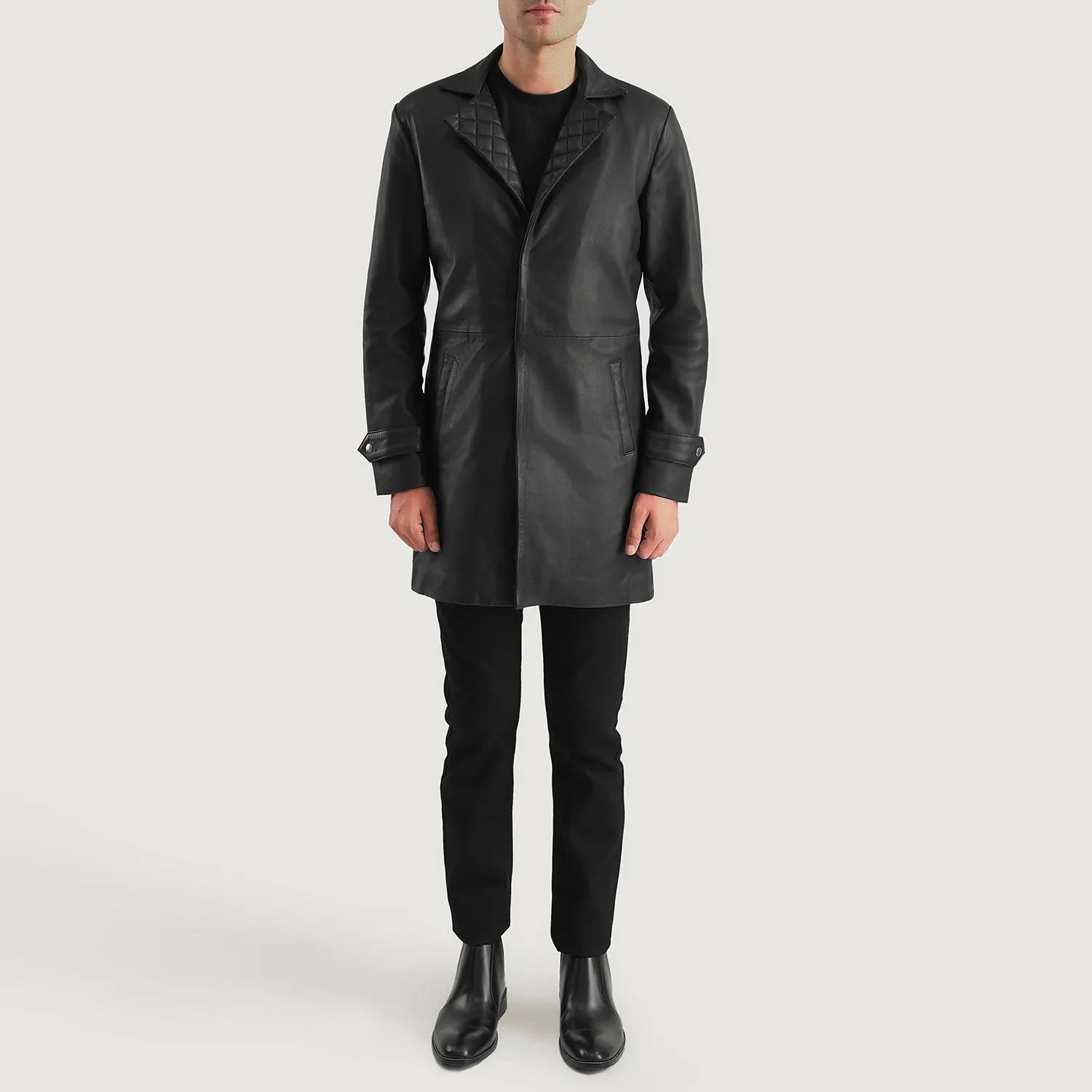 Infinity Black Leather Coat