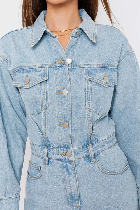 Jada Long Sleeve Denim Romper