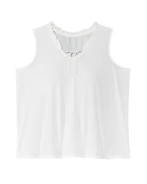 Kay Sleeveless Ruffle Neck Top | Ivory