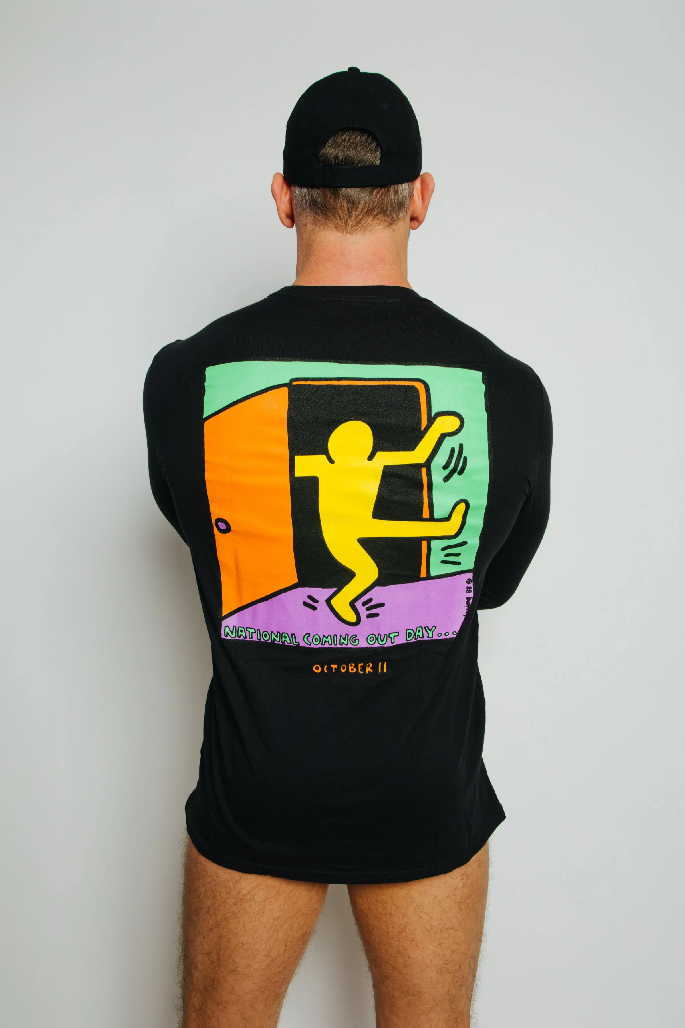 Keith Haring National Coming Out Day Long Sleeve Tee - Black