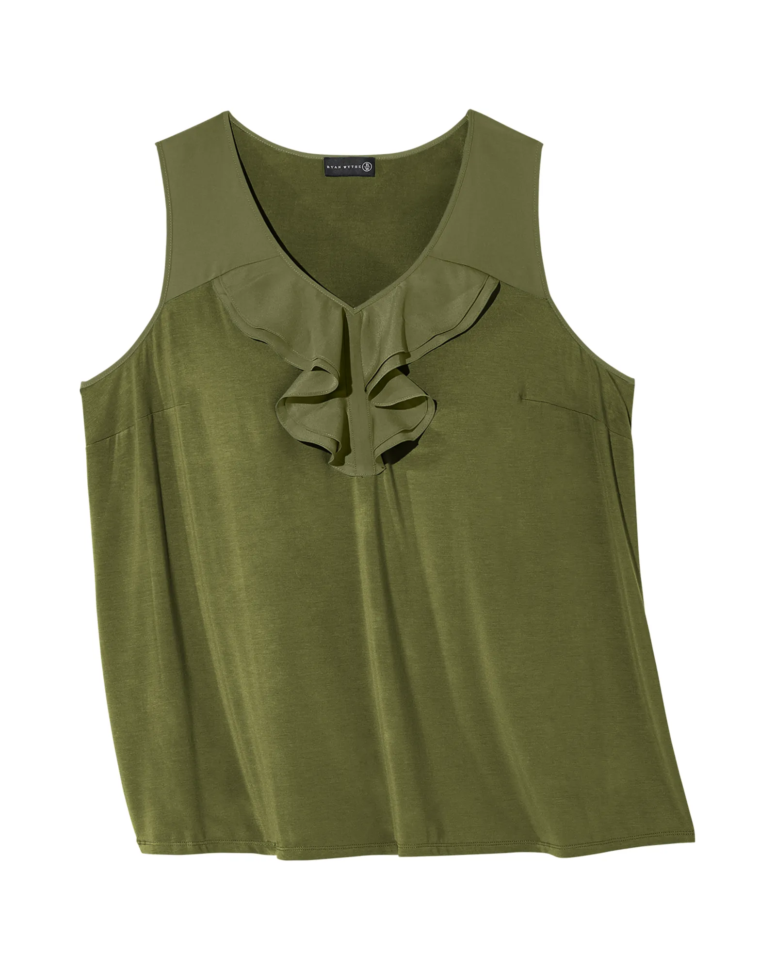 Kenzie Sleeveless Ruffle Tank | Olive Green