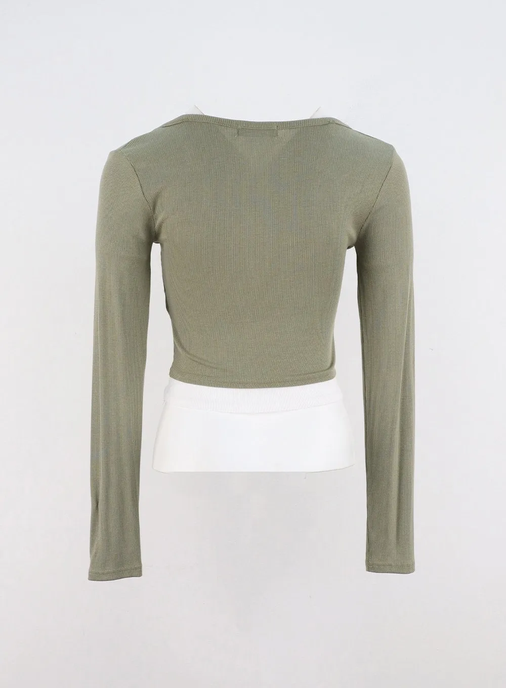 Layered Front Button Long Sleeve Top CO311