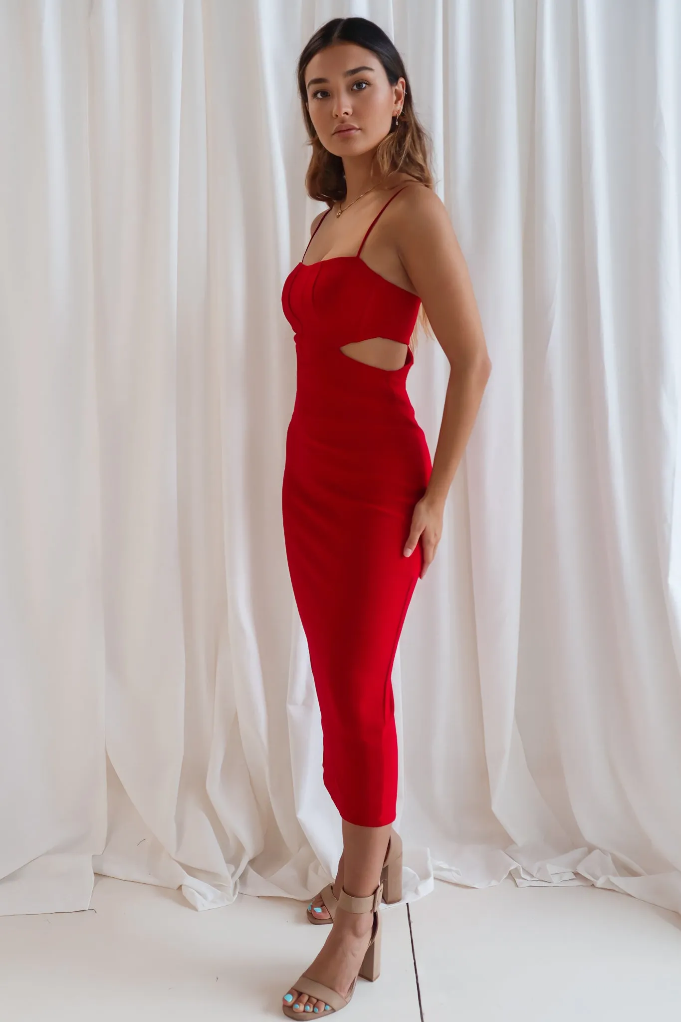 Leah Midi Dress - Red