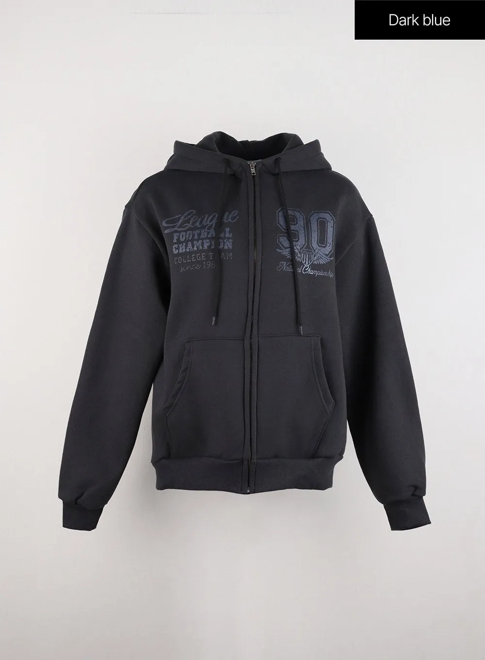 Lettering Graphic Zip-Up Hoodie ID305