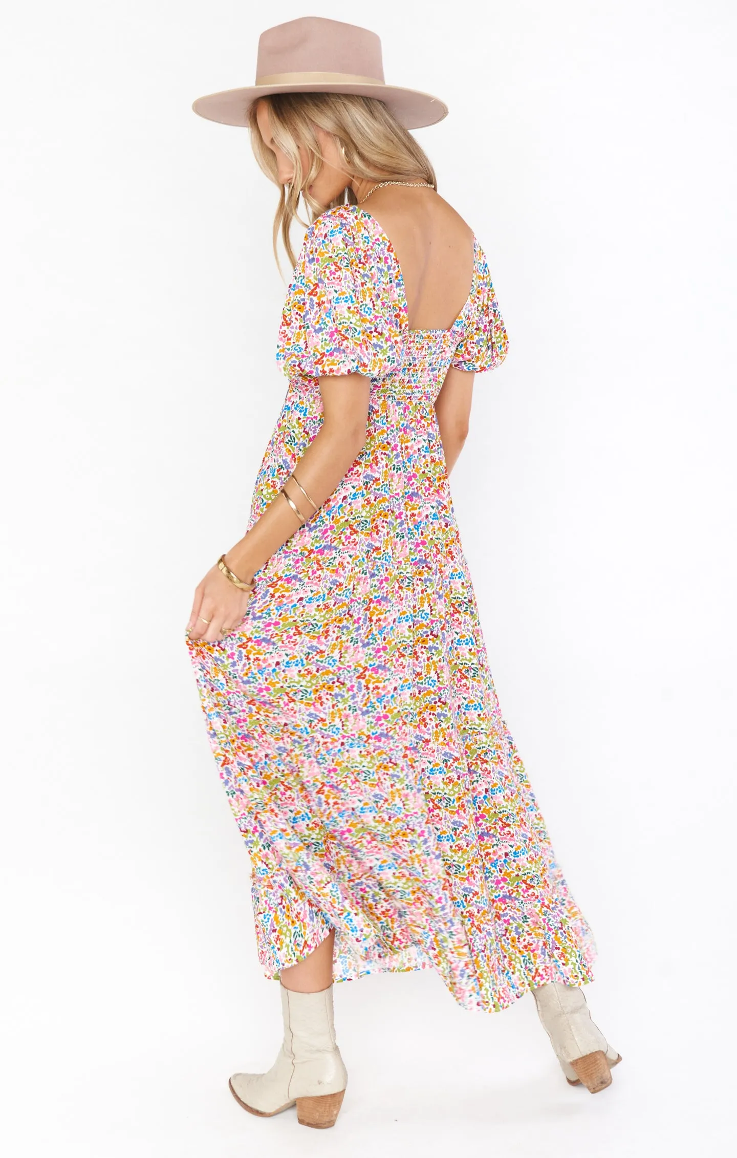 Linds Midi Dress ~ Rainbow Fields