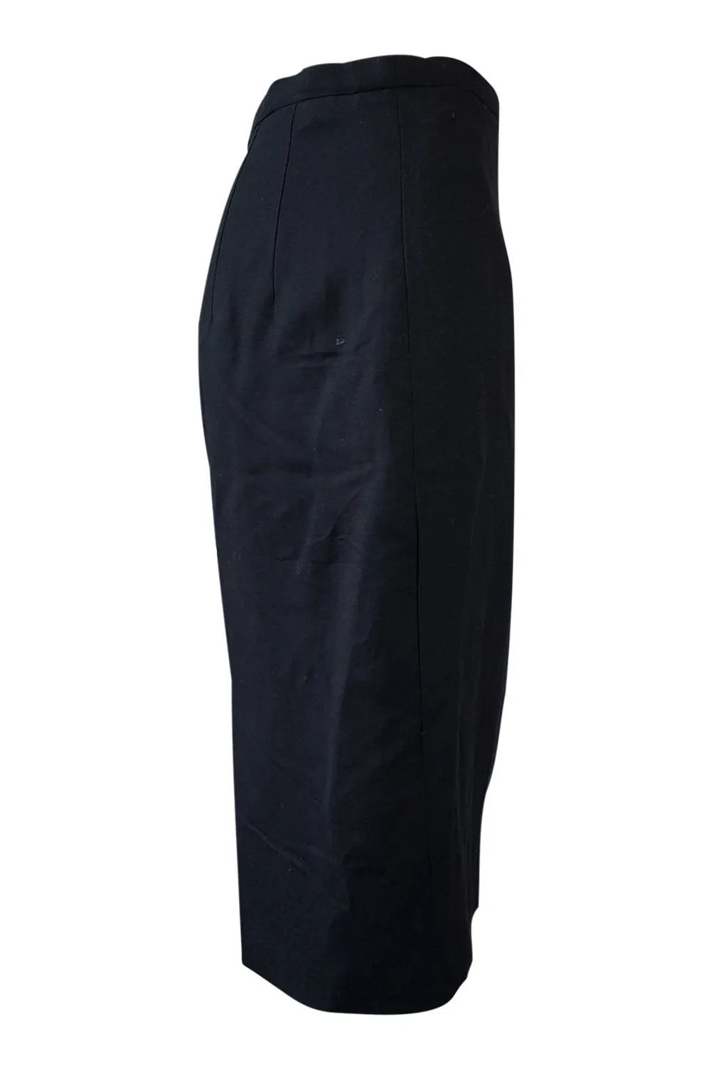 LOUIS FERAUD Vintage Black Cotton Pencil Skirt (F36 | D34)