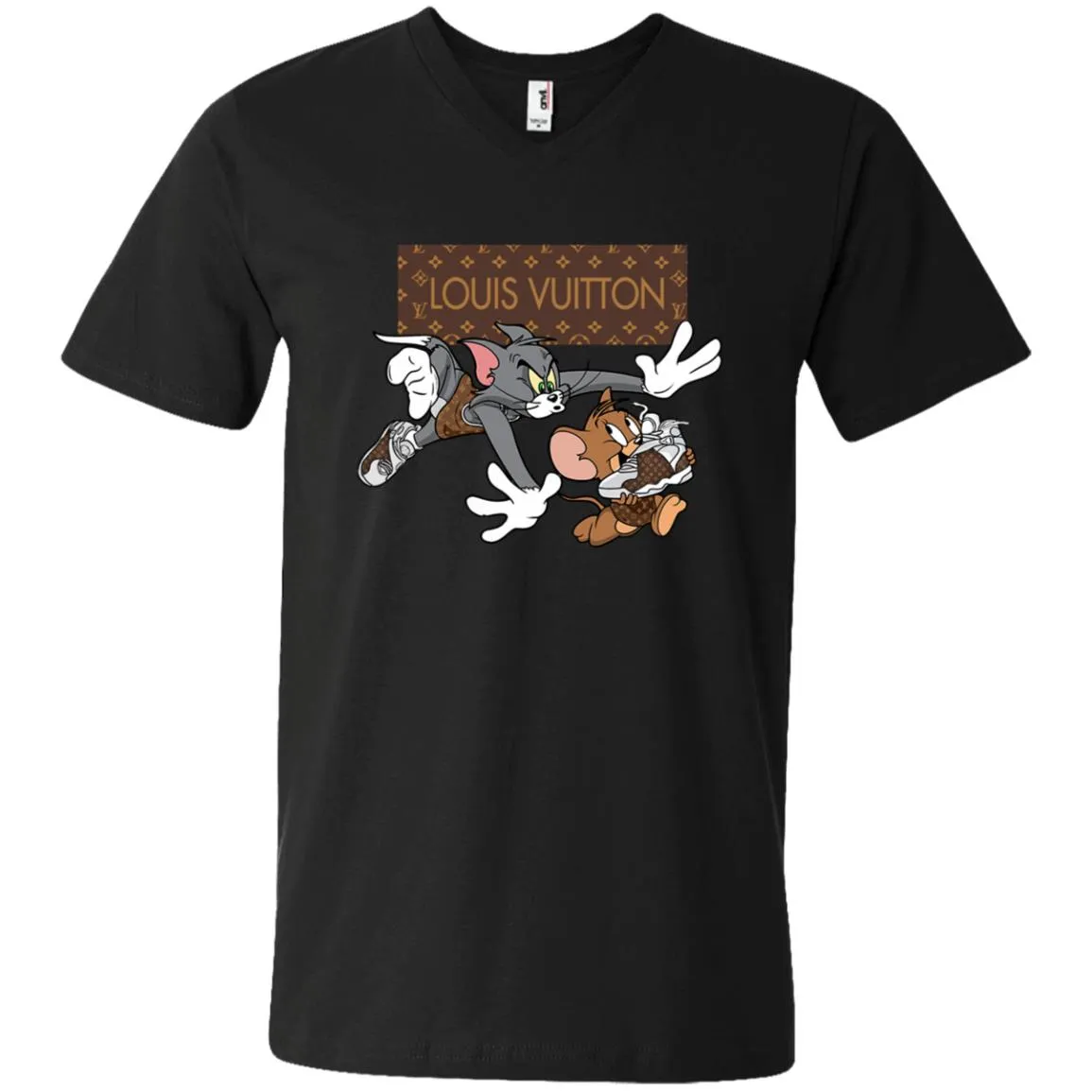 Louis Vuitton Cartoon Tom And Jerry T-shirt Men V-Neck T-Shirt