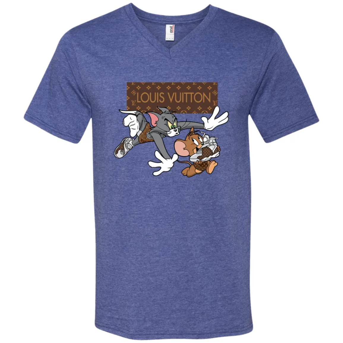 Louis Vuitton Cartoon Tom And Jerry T-shirt Men V-Neck T-Shirt