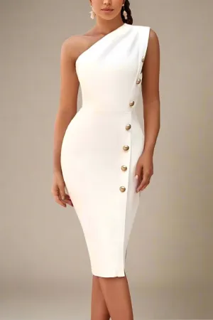 Mel Bodycon Midi Dress - Pearl White