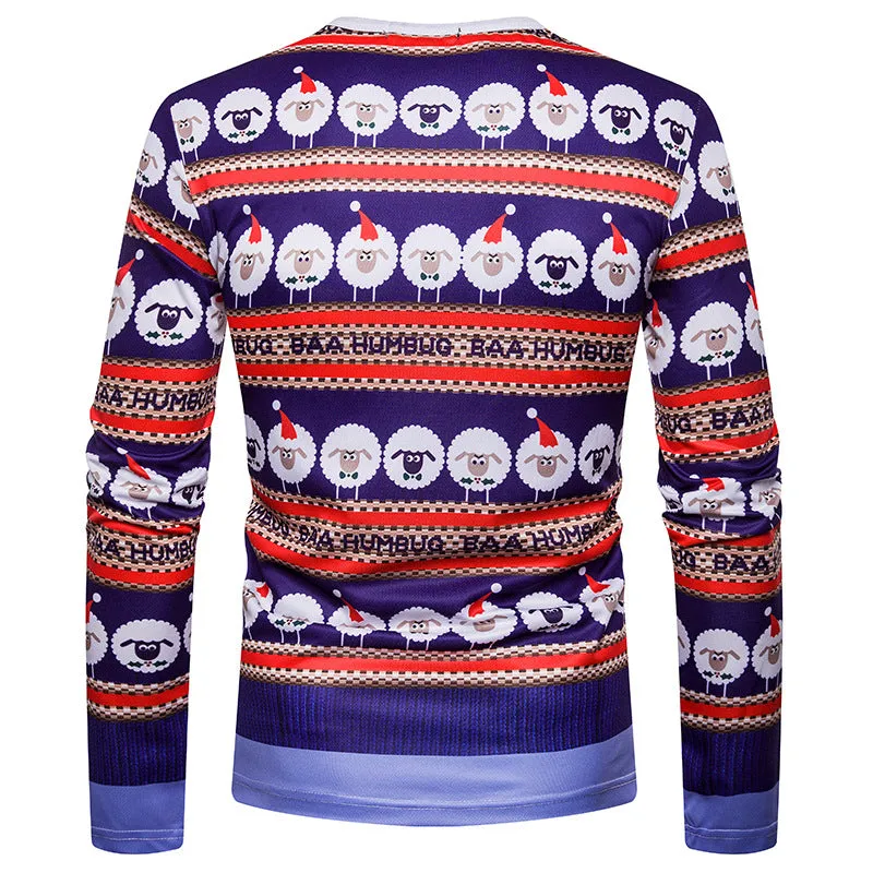 Men Crewneck Christmas Prints Long Sleeves T-Shirt