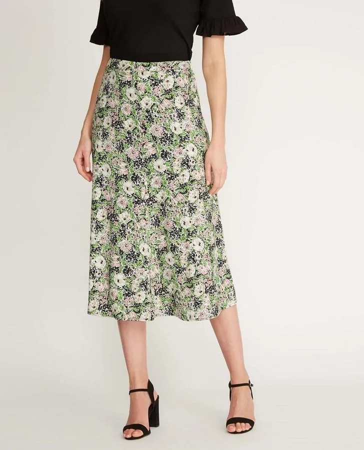 Midi Garden Bloom Button Skirt