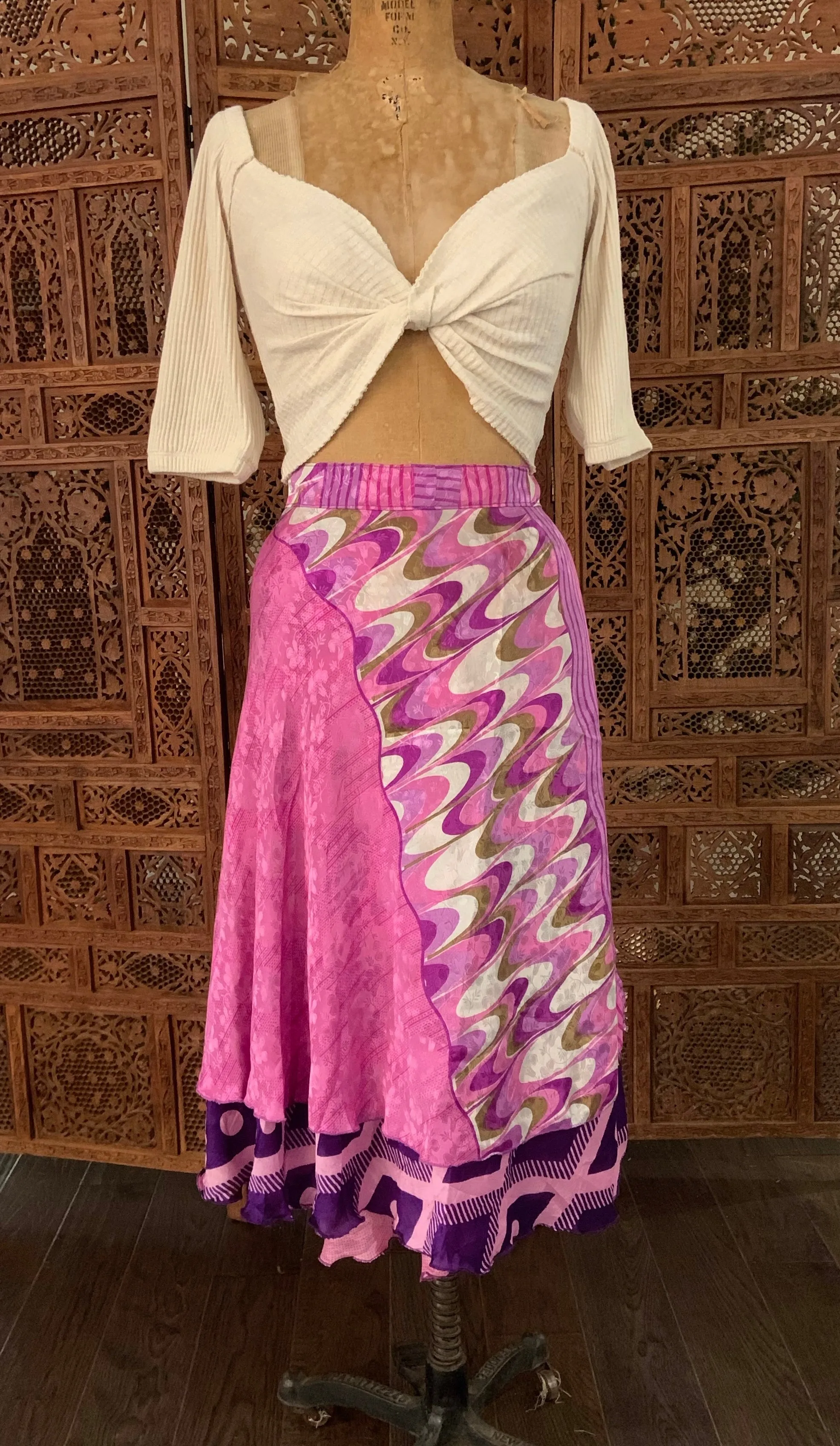 Midi Multi Wear Reversible Skirt - Retro Pink