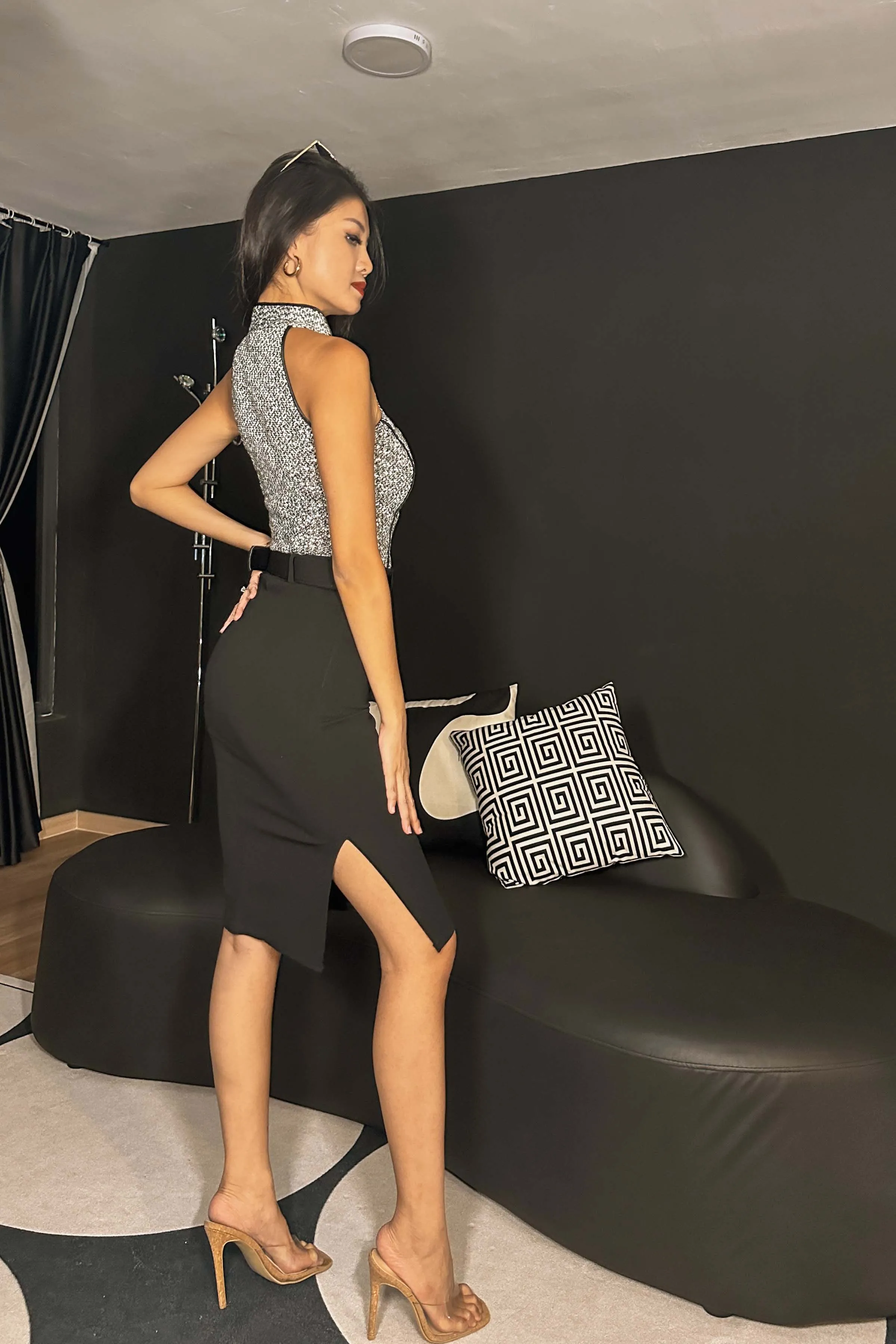 Millie Belted High-waisted Pencil Skirt