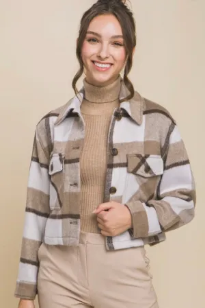 Mocha Plaid Cropped Shacket