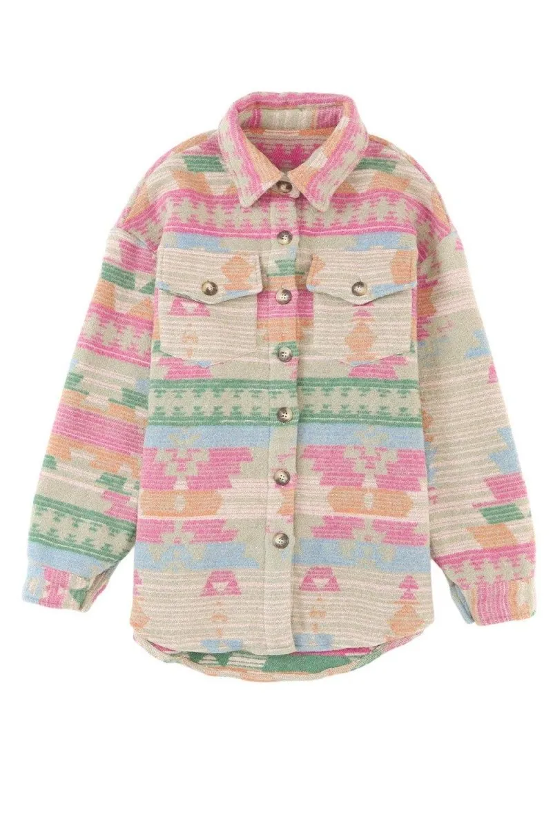 Multicolor Western Aztec Shacket