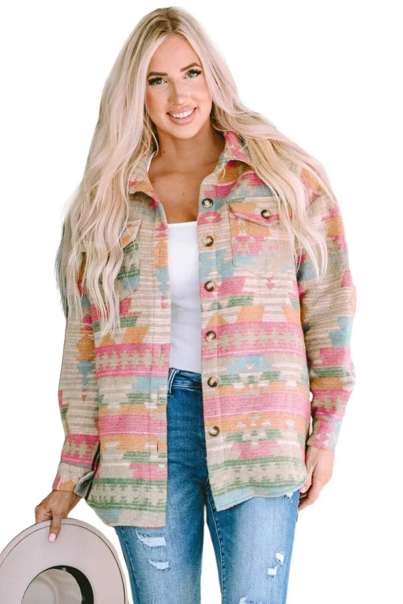 Multicolor Western Aztec Shacket