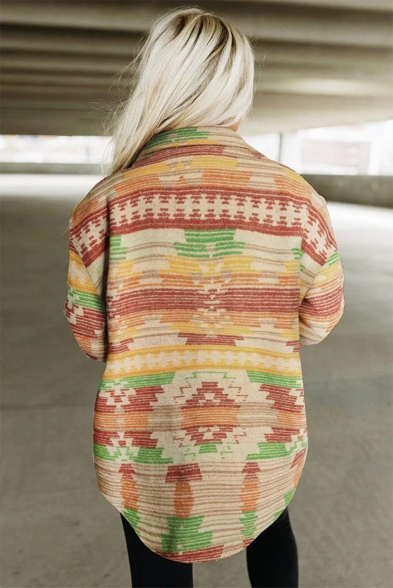 Multicolor Western Aztec Shacket