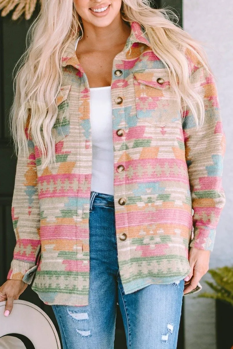 Multicolor Western Aztec Shacket