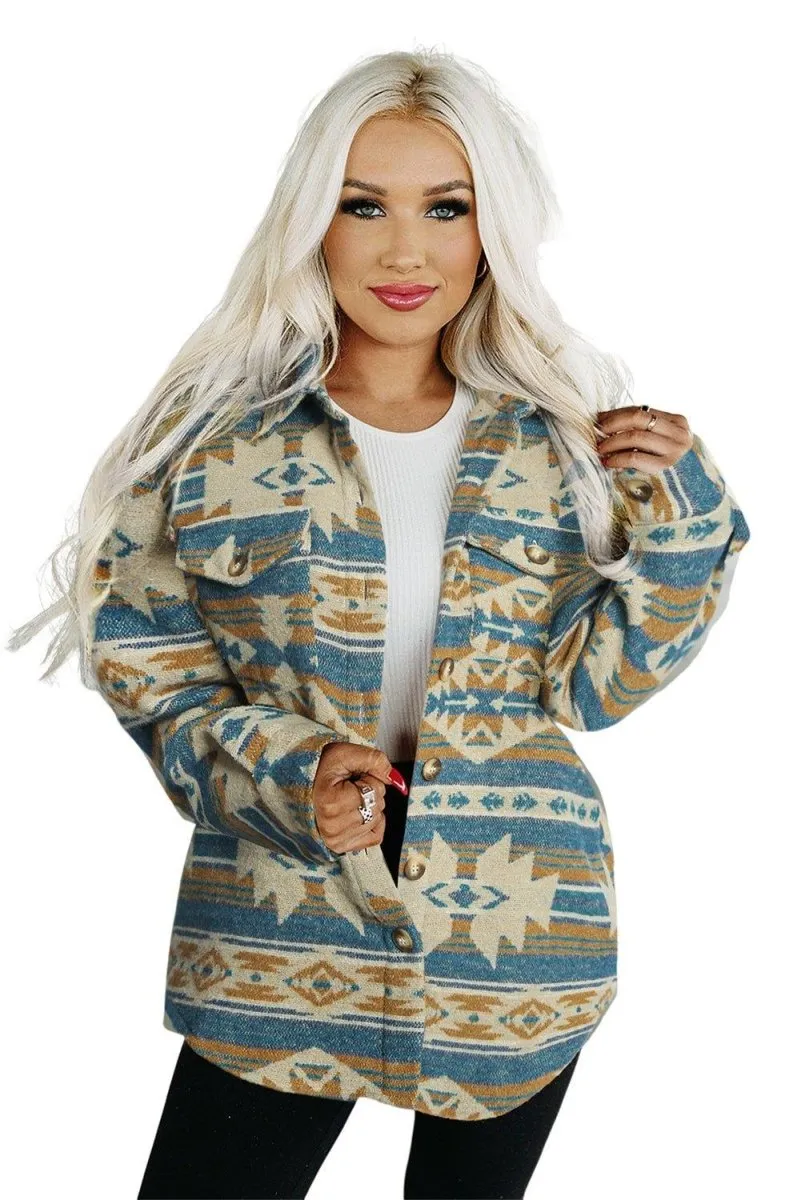 Multicolor Western Aztec Shacket