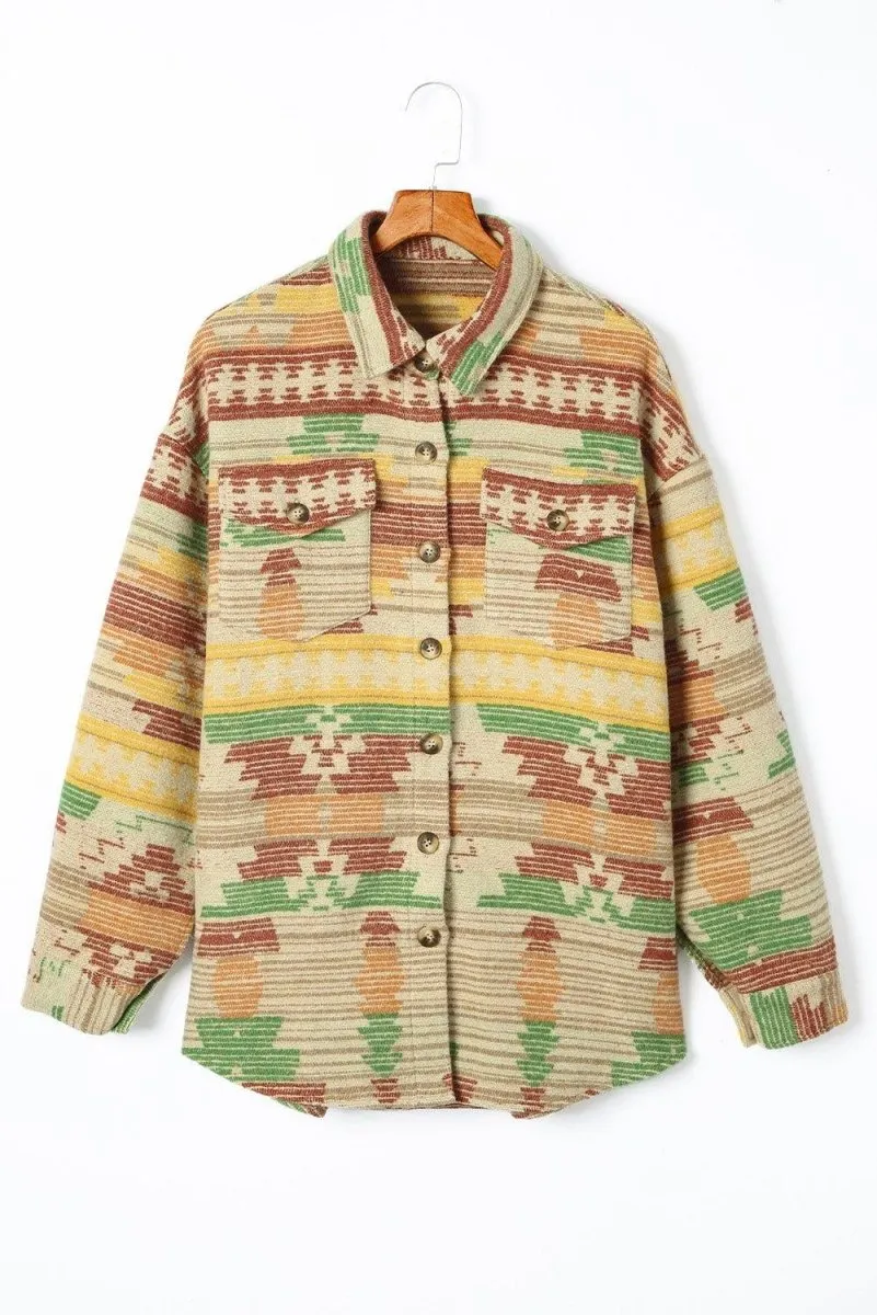 Multicolor Western Aztec Shacket