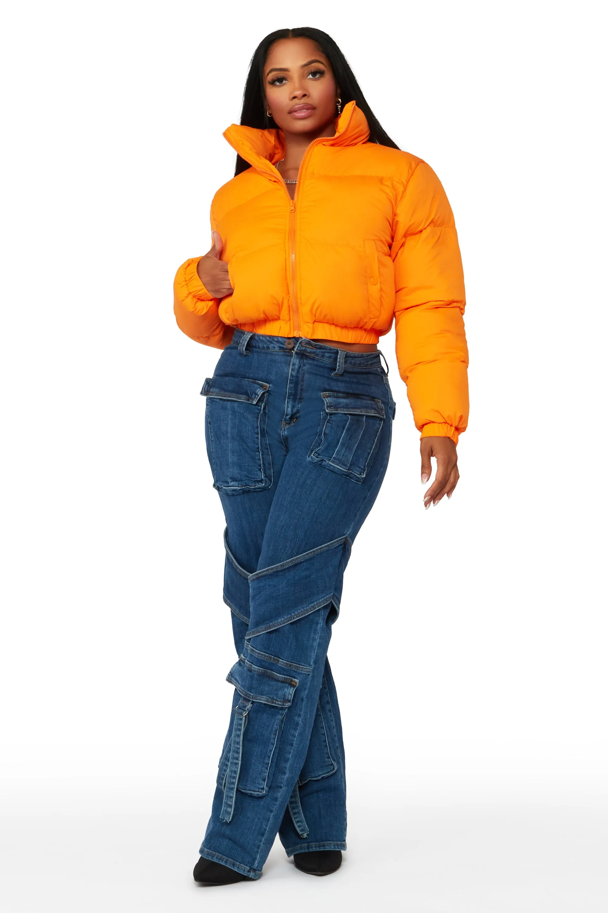 Nala Orange Puffer Jacket