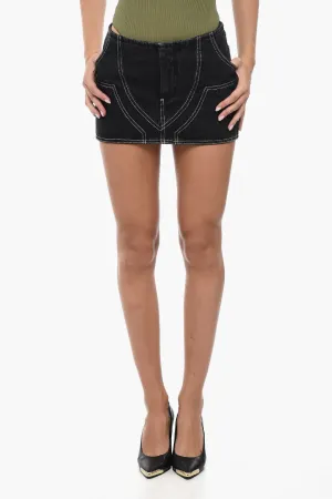 Off-White Denim MOTORCYCLE Mini Skirt With Contrasting Seams