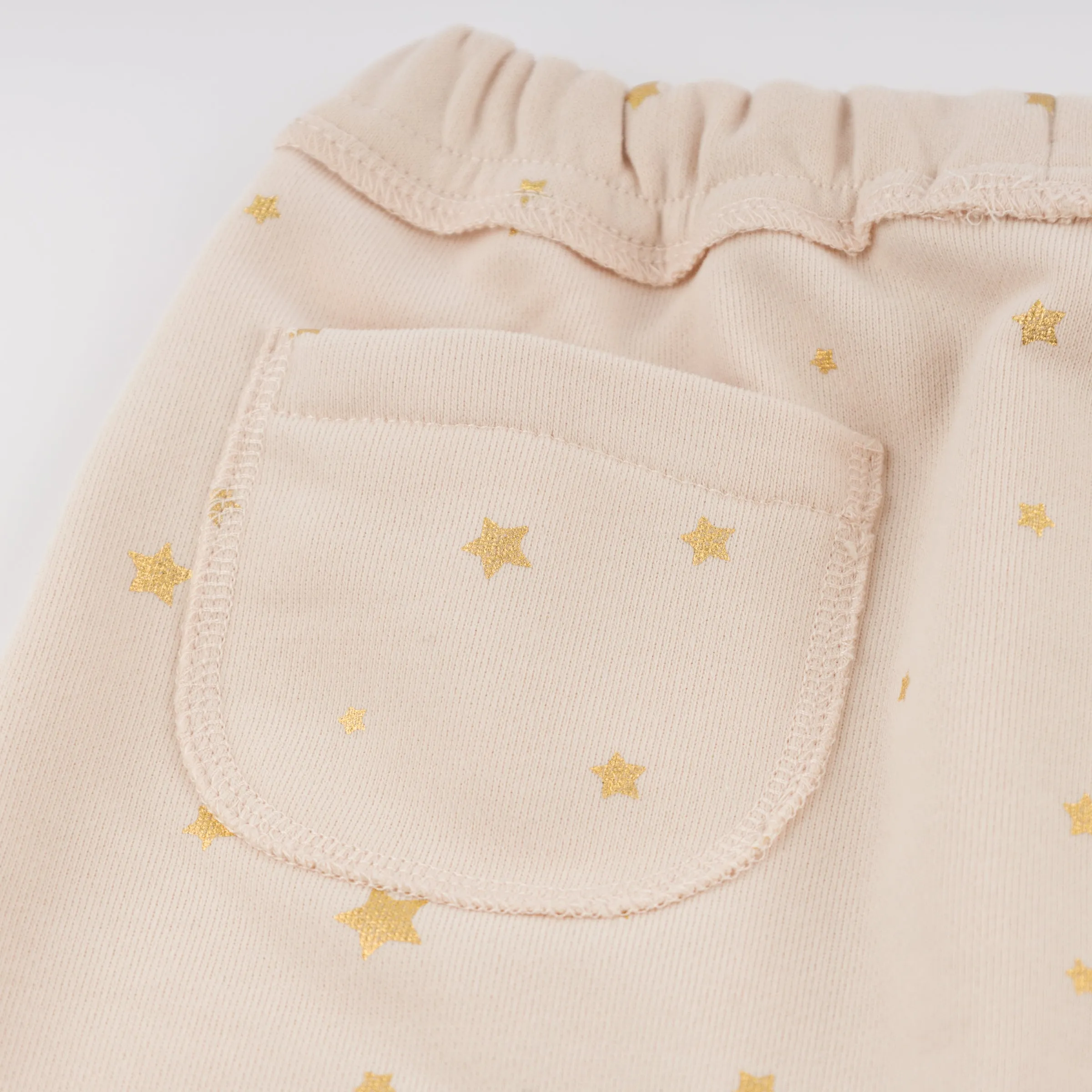 oh baby! Brooklyn Jogger Pants - Mini Gold Star Print - Pale Pink