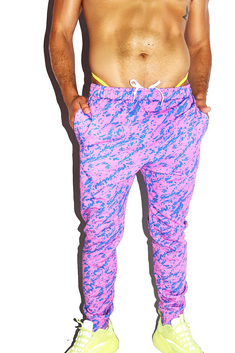 Paint Splash All Over Sweatpants- Purple