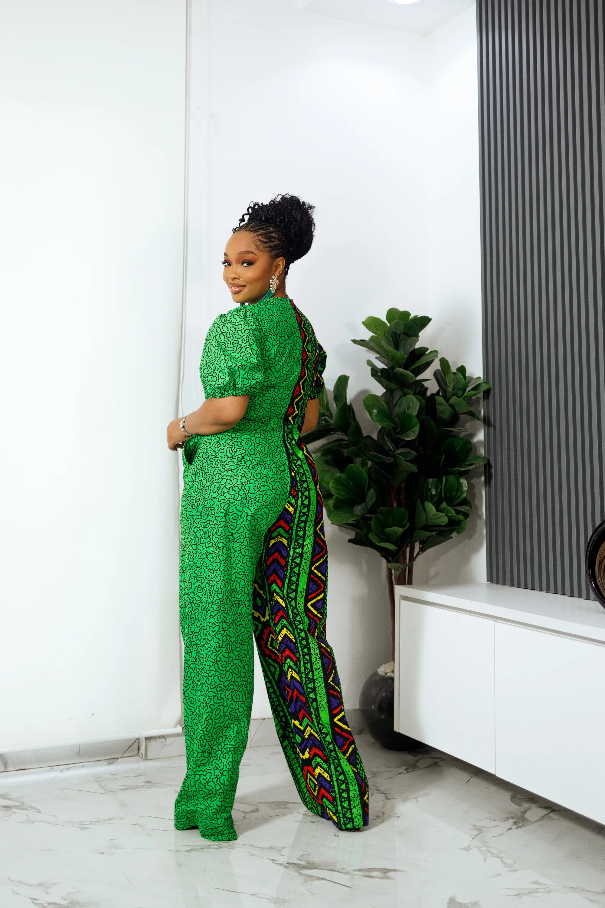 PALOMA AFRICAN PRINT JUMPSUIT (GREEN)