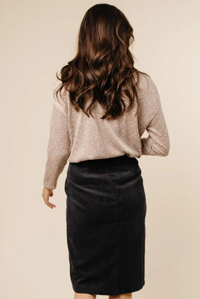 Pencil Me In Button Down Skirt in Black-FINAL SALE