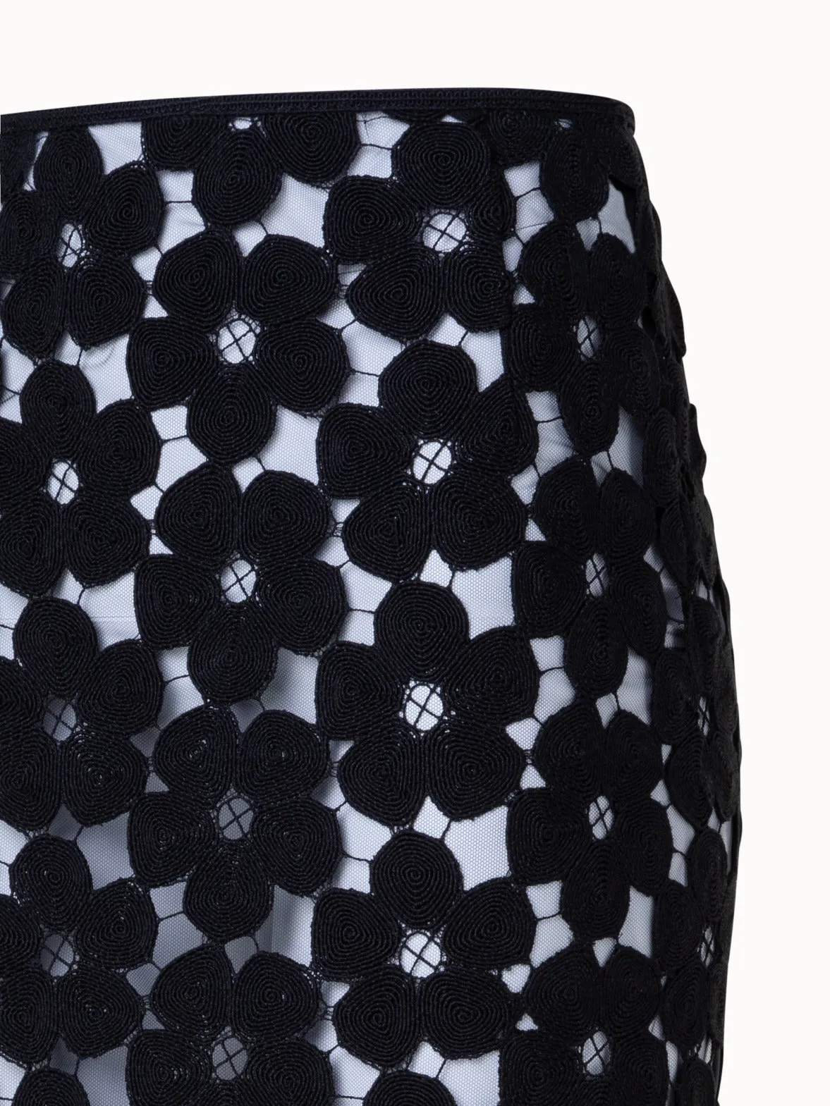 Pencil Skirt with Anemone Embroidery