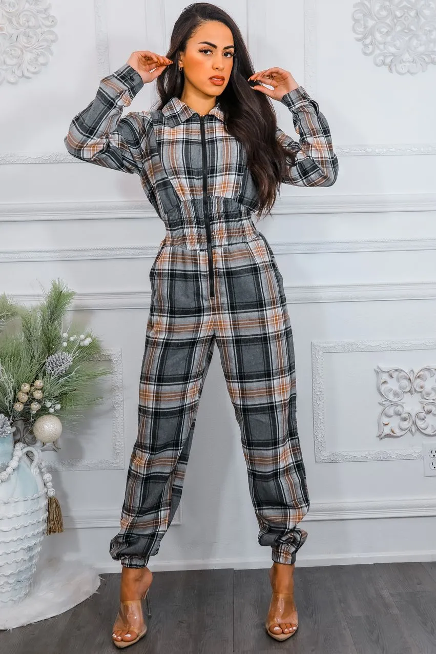 Plaid In Style Plaid Jumpsuit