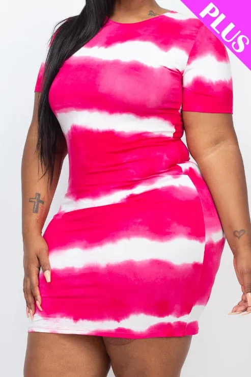 Plus Size Tie-dye Print Bodycon Dress (CAPELLA)