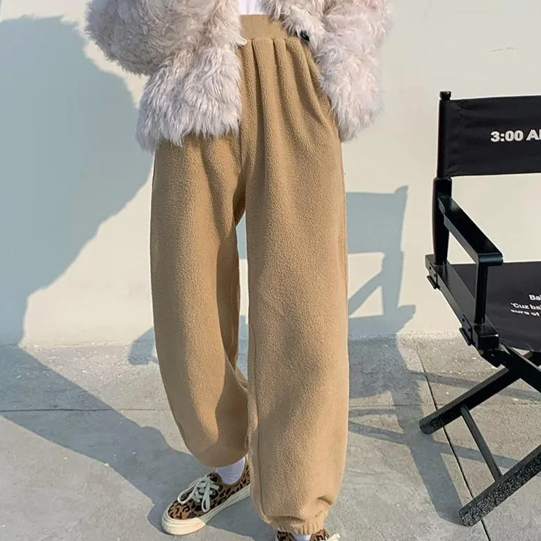 Plush Pastel Aesthetic Elastic Waist Sweatpants